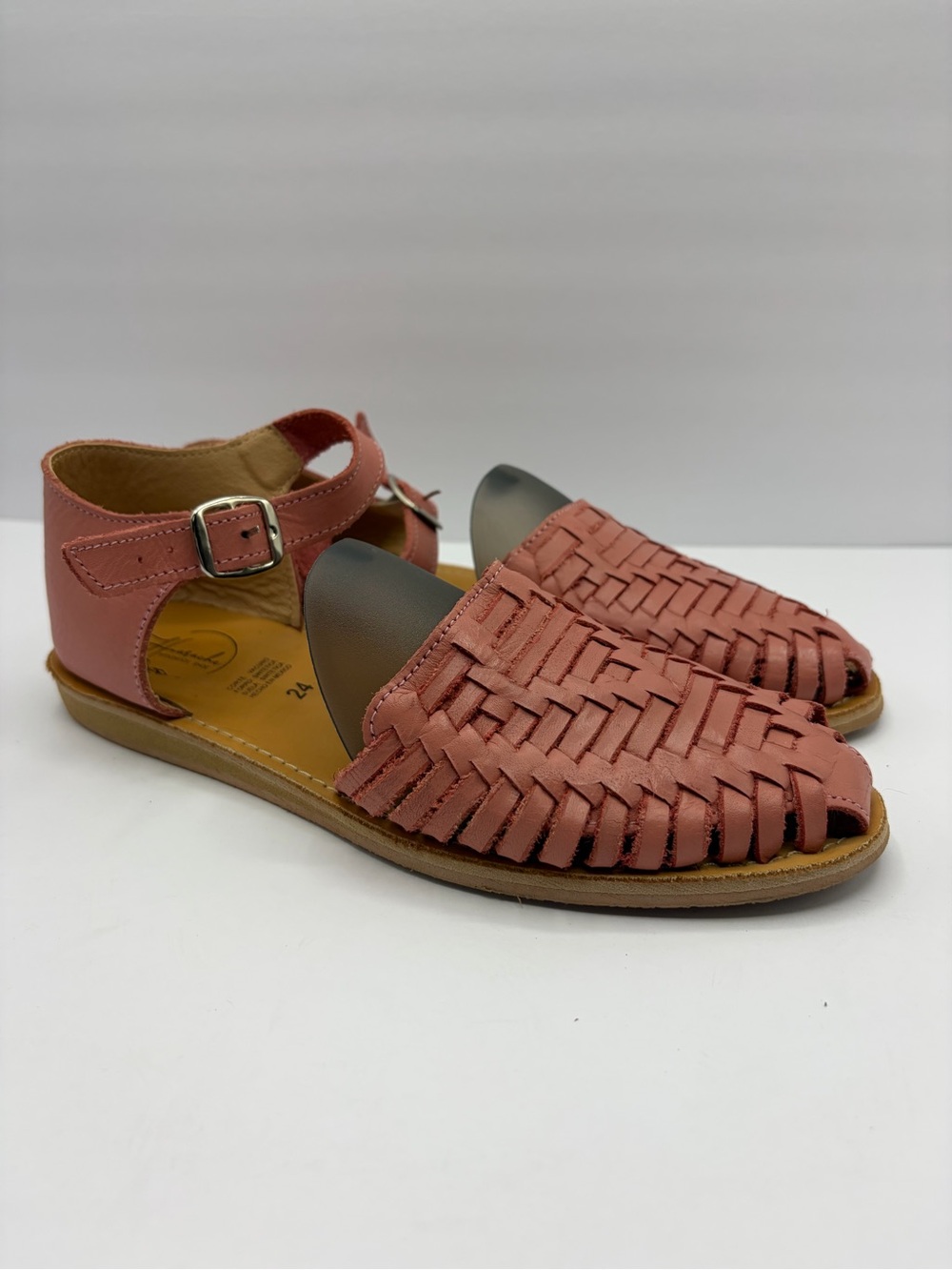 Mexican Huarache Women’s Size 7 Ankle Strap Pink Sandals Leather Made in Mexico